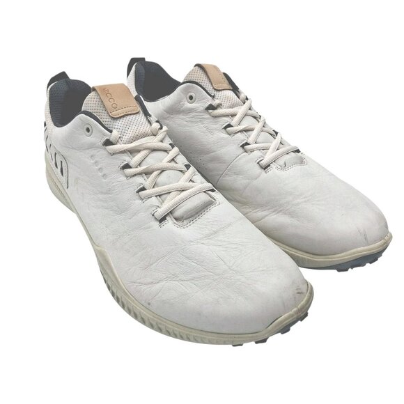 ECCO Golf Shoes HYDROMAX Mens 13-13.5 US EU 47 White Leather Spikeless Lace Up - Picture 2 of 9